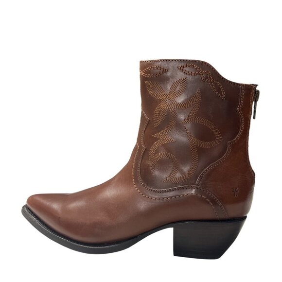 Frye Shane Western Short Boots Brown Leather Size 8 New With Box - Picture 13 of 13